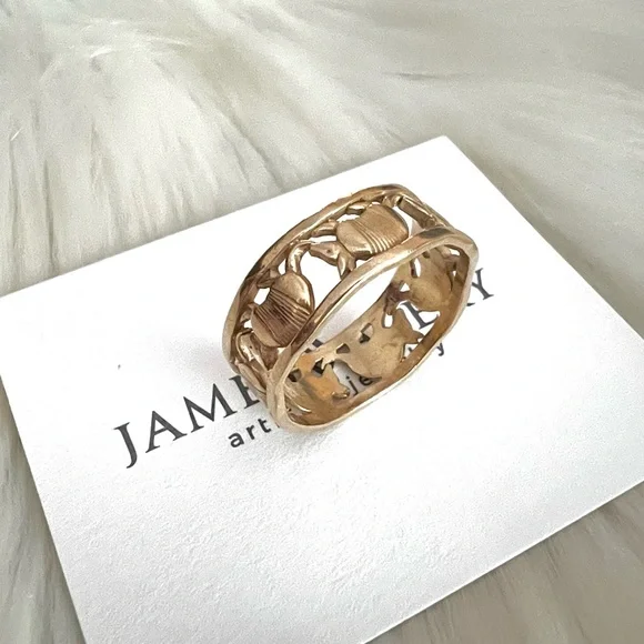 14k gold RARE Armadillo wide band ring